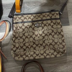 Coach Brown Crossbody Bag with Geometric Pattern